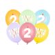2. születésnapos pasztell lufik Happy Birthday felirattal, 30 cm (6 db)