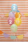 2. születésnapos pasztell lufik Happy Birthday felirattal, 30 cm (6 db)