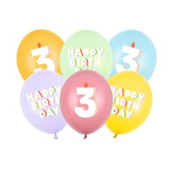   3. születésnapos pasztell lufik Happy Birthday felirattal, 30 cm (6 db)