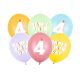 4. születésnapos pasztell lufik Happy Birthday felirattal, 30 cm (6 db)