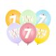 7. születésnapos pasztell lufik Happy Birthday felirattal, 30 cm (6 db)