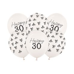   30. születésnapi lufik – pasztell törtfehér, 30 cm (6 db)
