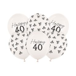   40. születésnapi lufik – pasztell törtfehér, 30 cm (6 db)