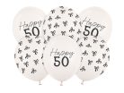 50. születésnapi lufik – pasztell törtfehér, 30 cm (6 db)