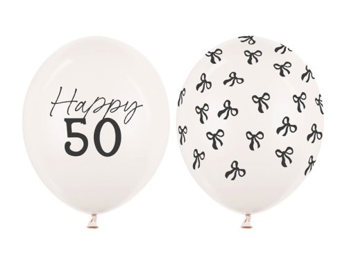 50. születésnapi lufik – pasztell törtfehér, 30 cm (50 db)
